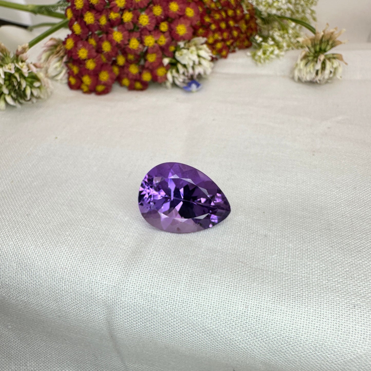 20x15mm Purple Amethyst 15 Carat Pear Cut, Faceted Loose
