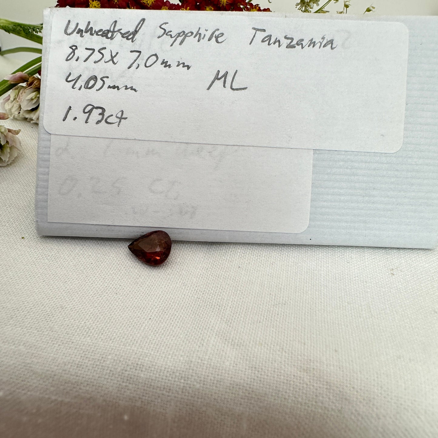 2 Carat Purple Sapphire 8.75x7mm Pear Cut, Unheated Faceted Loose Natural Sapphire, Tanzania