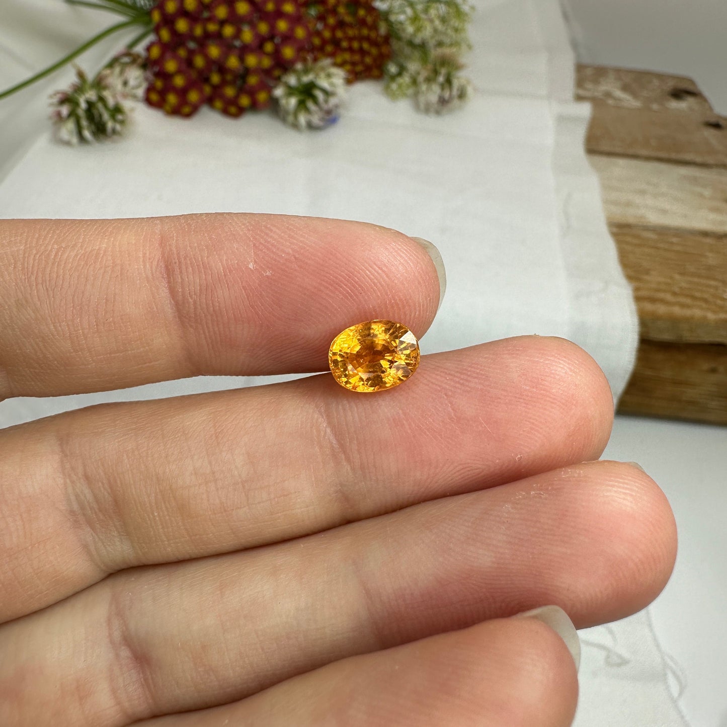 2 Carat Spessartite Garnet 8x6mm Oval Cut, Faceted Loose Orange Garnet