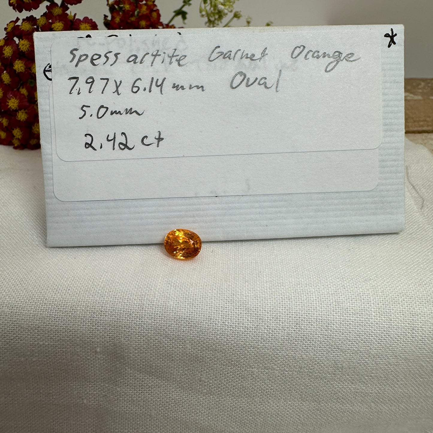 2 Carat Spessartite Garnet 8x6mm Oval Cut, Faceted Loose Orange Garnet