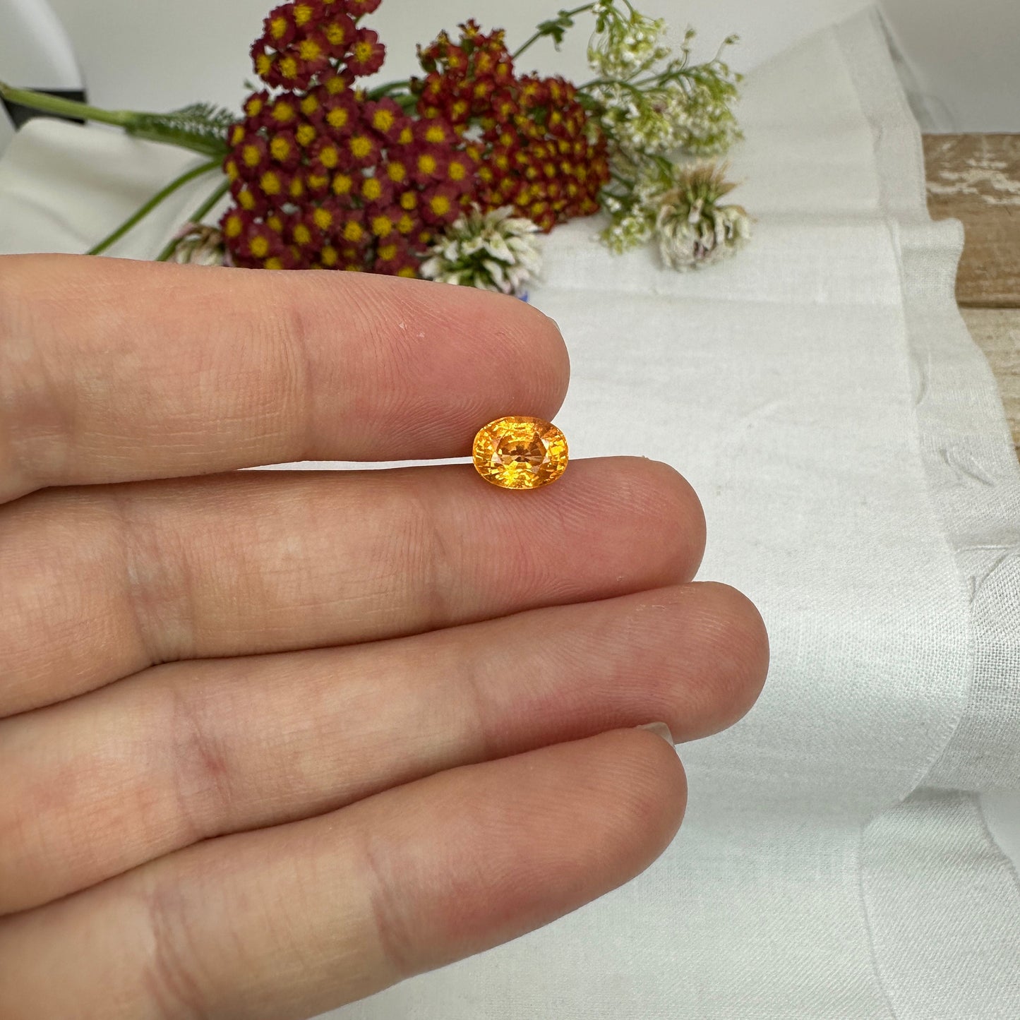 2 Carat Spessartite Garnet 8x6mm Oval Cut, Faceted Loose Orange Garnet