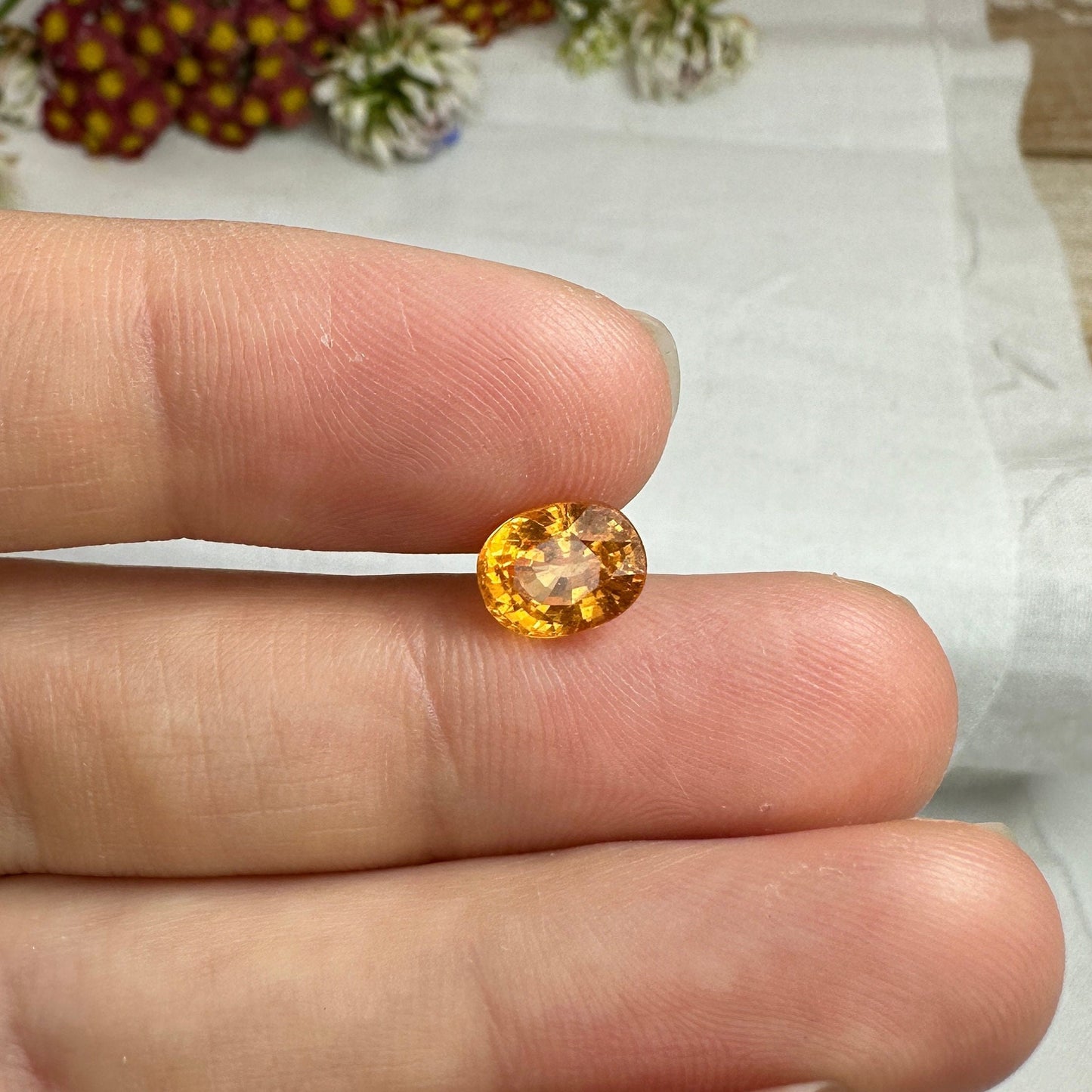 2 Carat Spessartite Garnet 8x6mm Oval Cut, Faceted Loose Orange Garnet