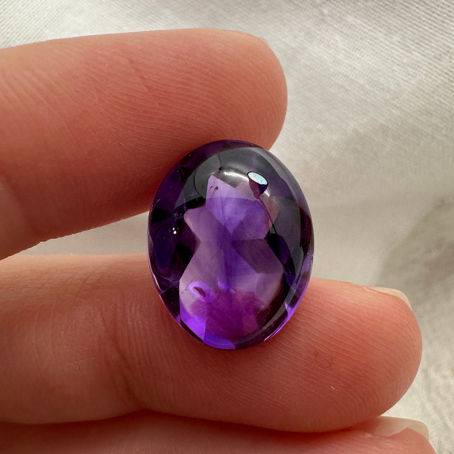 10.31 Carat Natural Amethyst 16.5x13mm Oval, Loose Purple Gem, Recycled Gemstone, Cabochon top Faceted back, February Birthstone