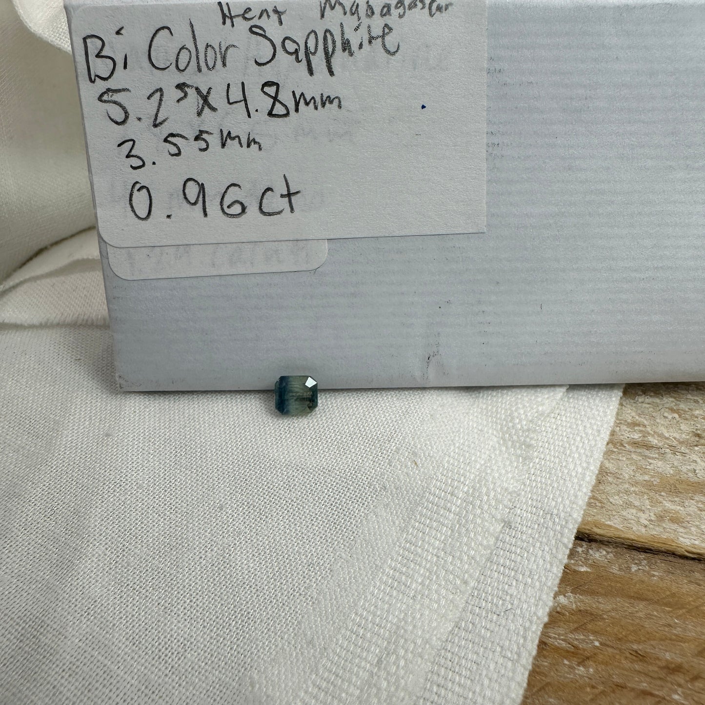 0.96 carat Natural Green-Blue Sapphire 5.2x4.8mm Loose Faceted Gemstone Bi-Color Silky Sapphire, Approx. 5mm Emerald cut