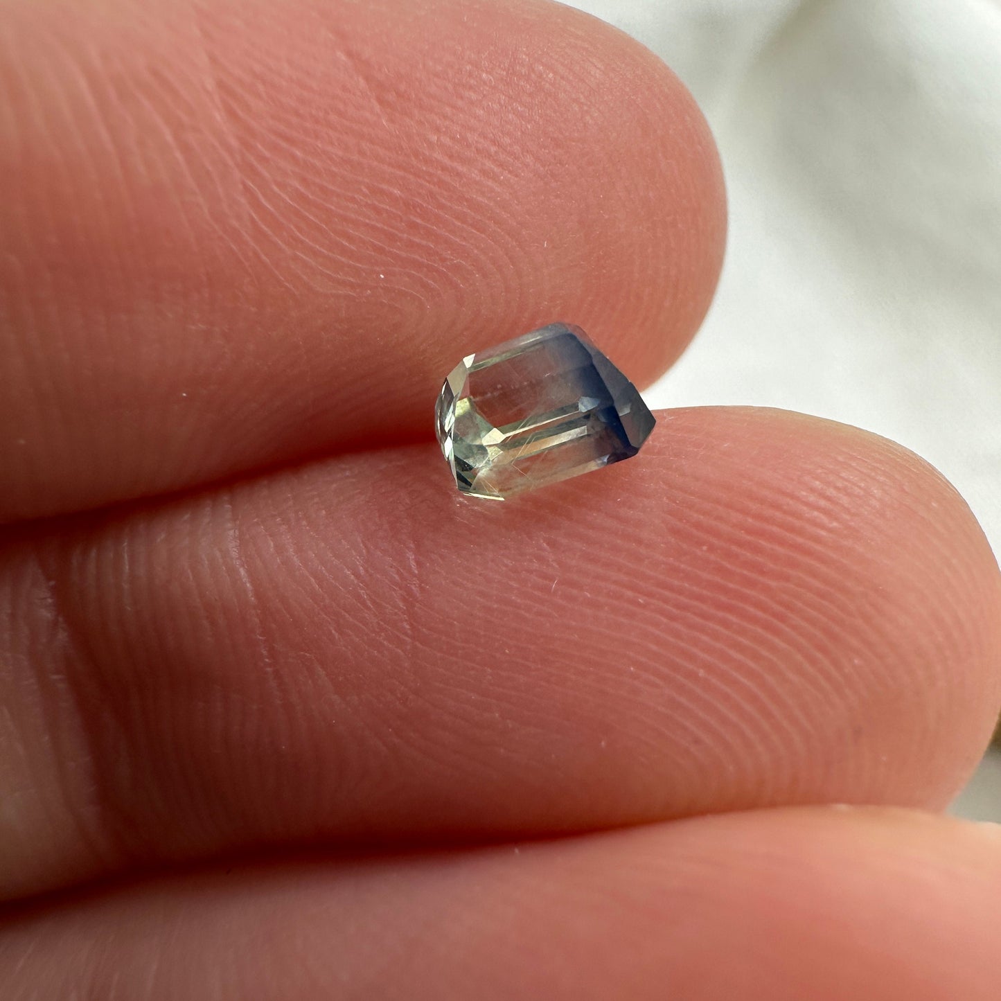 0.96 carat Natural Green-Blue Sapphire 5.2x4.8mm Loose Faceted Gemstone Bi-Color Silky Sapphire, Approx. 5mm Emerald cut