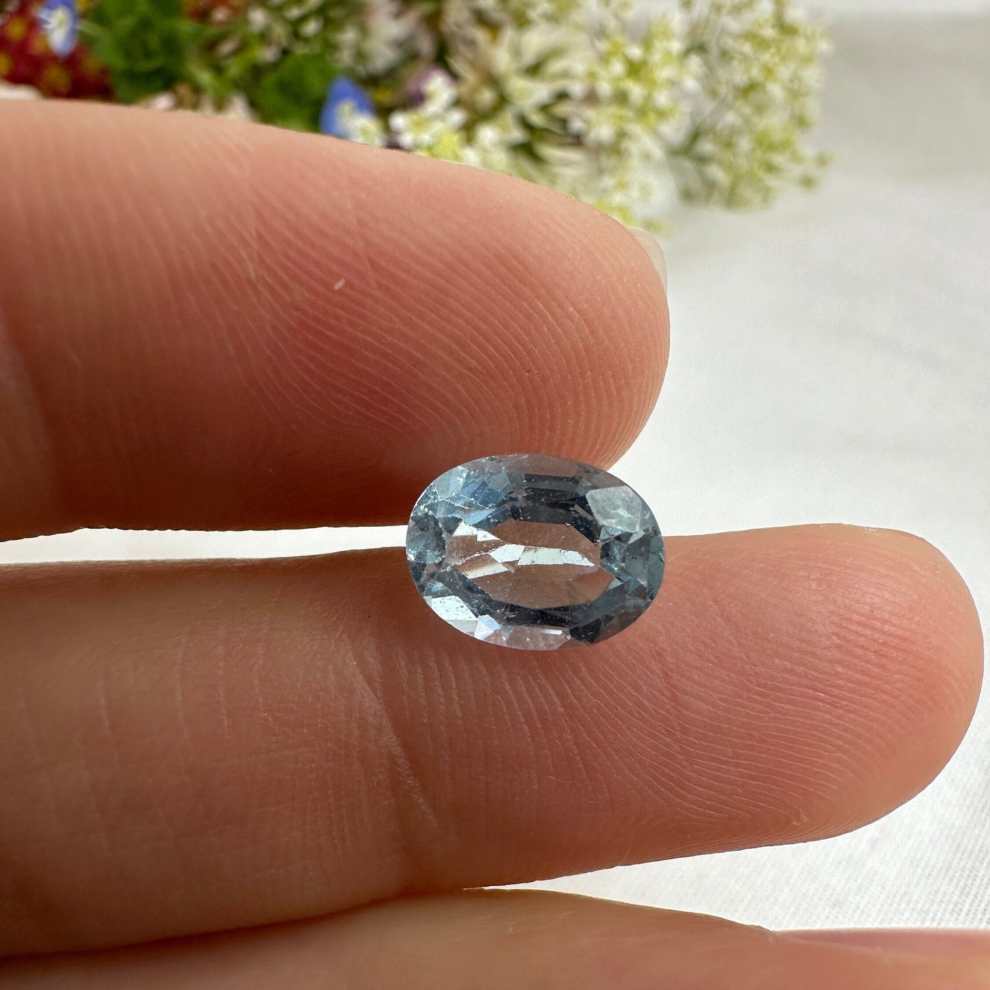 2 Carat Aquamarine 9x7mm Oval Cut, Faceted Loose