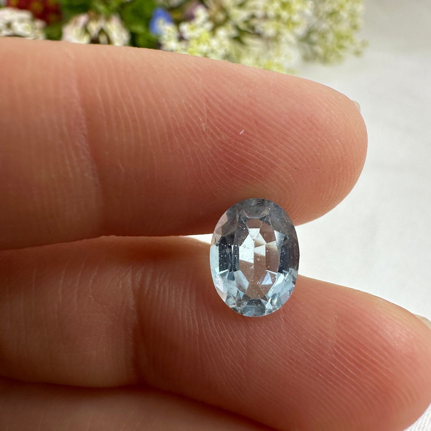 2 Carat Aquamarine 9x7mm Oval Cut, Faceted Loose