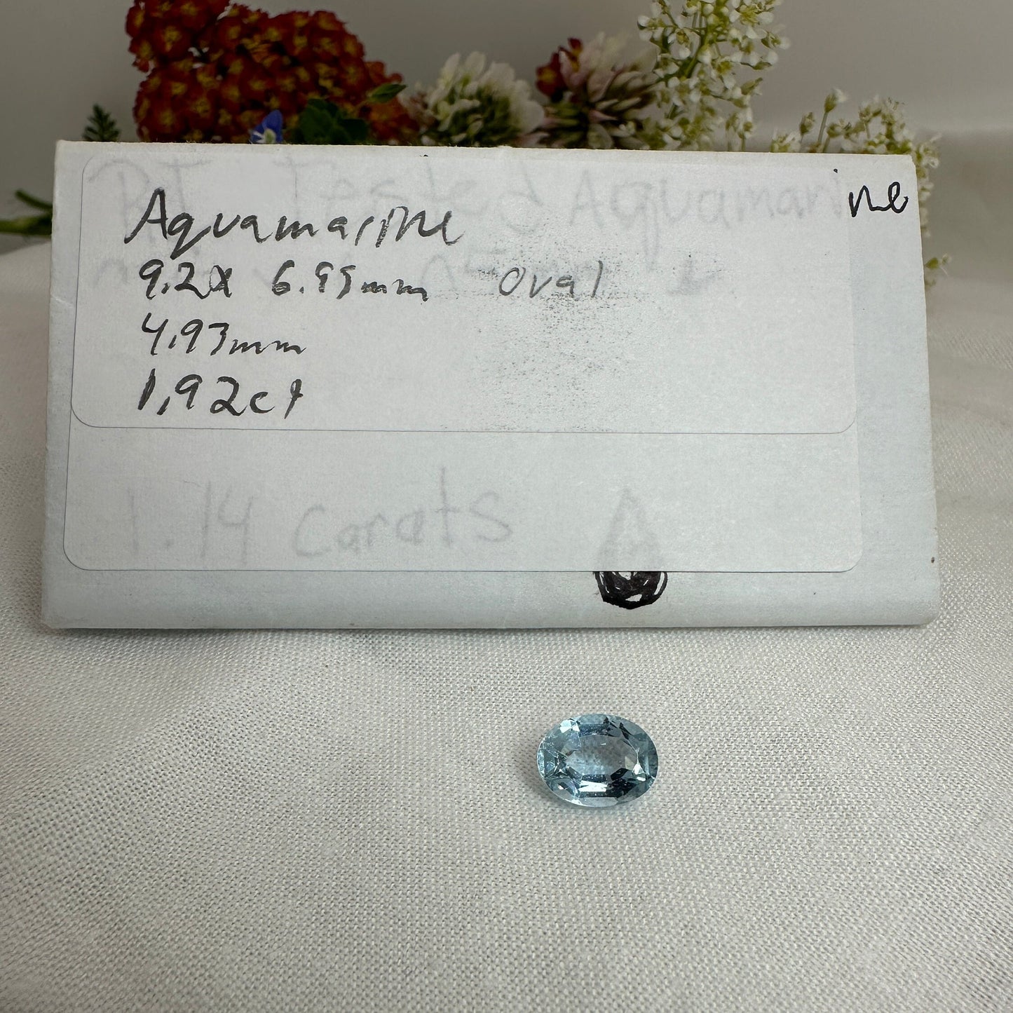 2 Carat Aquamarine 9x7mm Oval Cut, Faceted Loose