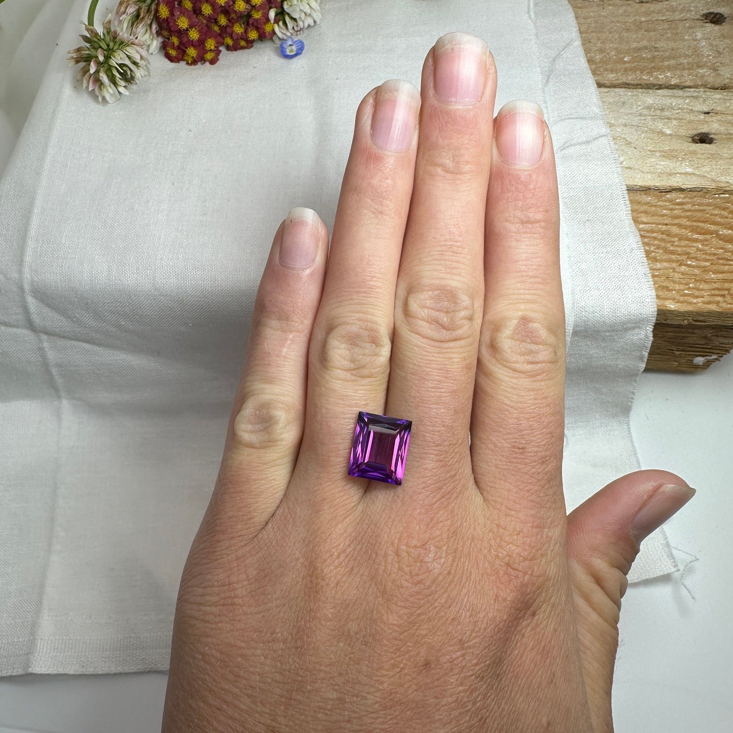 12x10mm Purple Lab Sapphire 6 Carat Rectangle Cut, Faceted Loose Gemstone