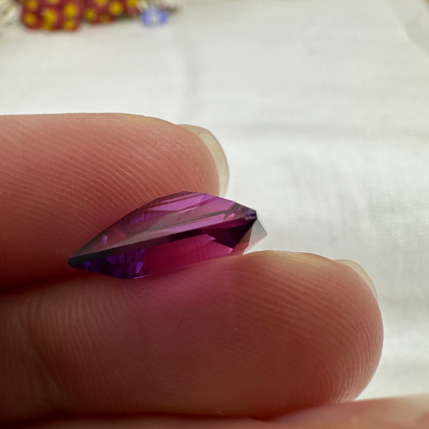 12x10mm Purple Lab Sapphire 6 Carat Rectangle Cut, Faceted Loose Gemstone