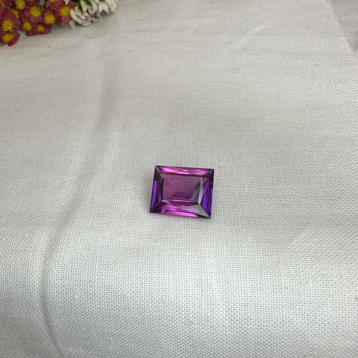 12x10mm Purple Lab Sapphire 6 Carat Rectangle Cut, Faceted Loose Gemstone