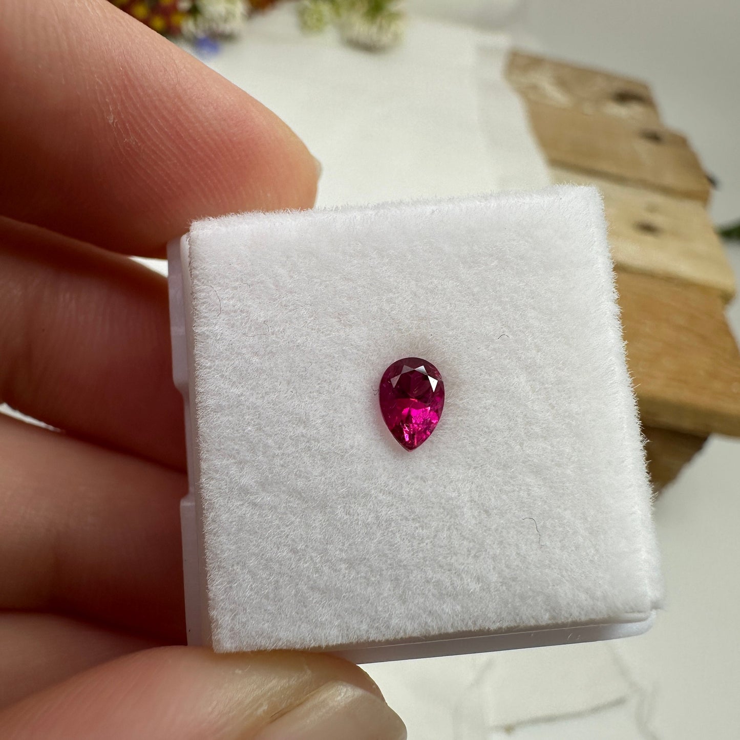 0.25 Carat Red Beryl 5.1x3.55mm Pear Cut, Natural Utah Red Beryl, Faceted Bixbite, Rare Gemstone