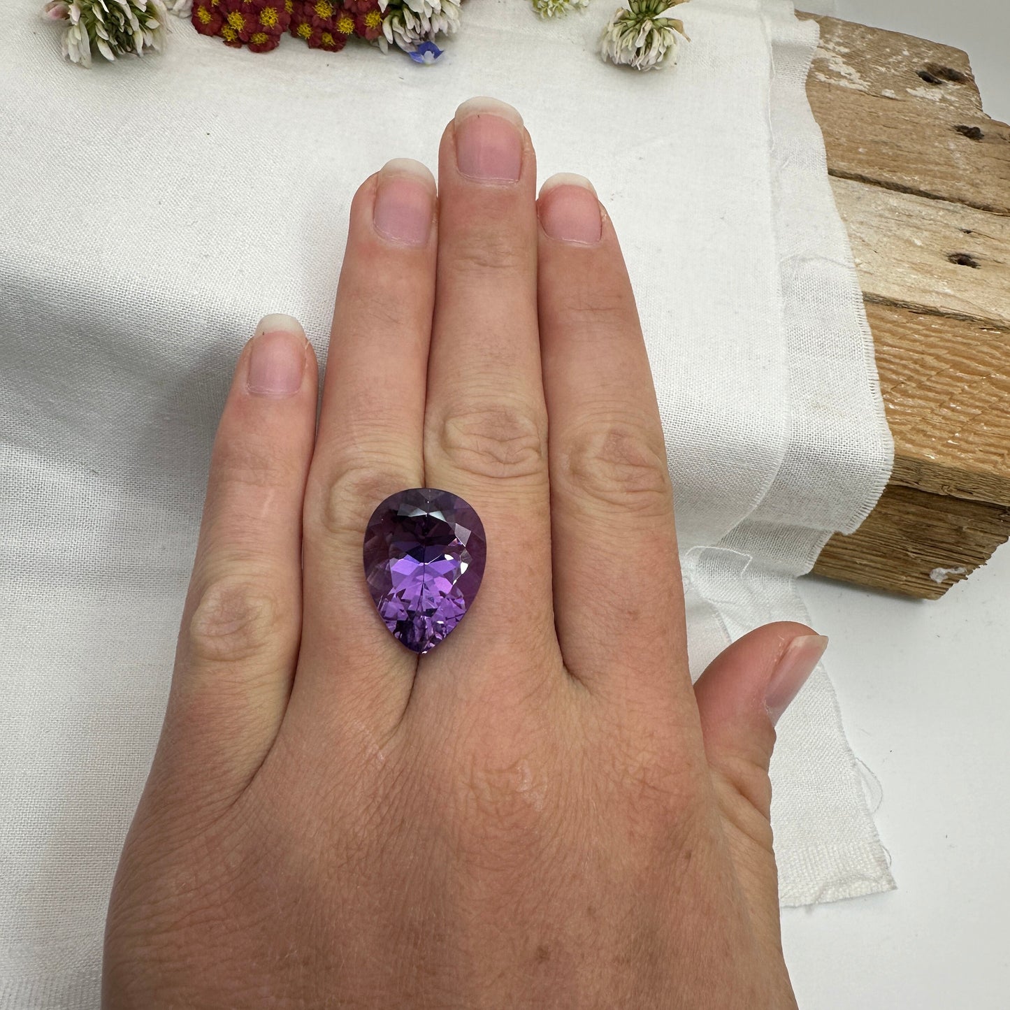 20x15mm Purple Amethyst 15 Carat Pear Cut, Faceted Loose