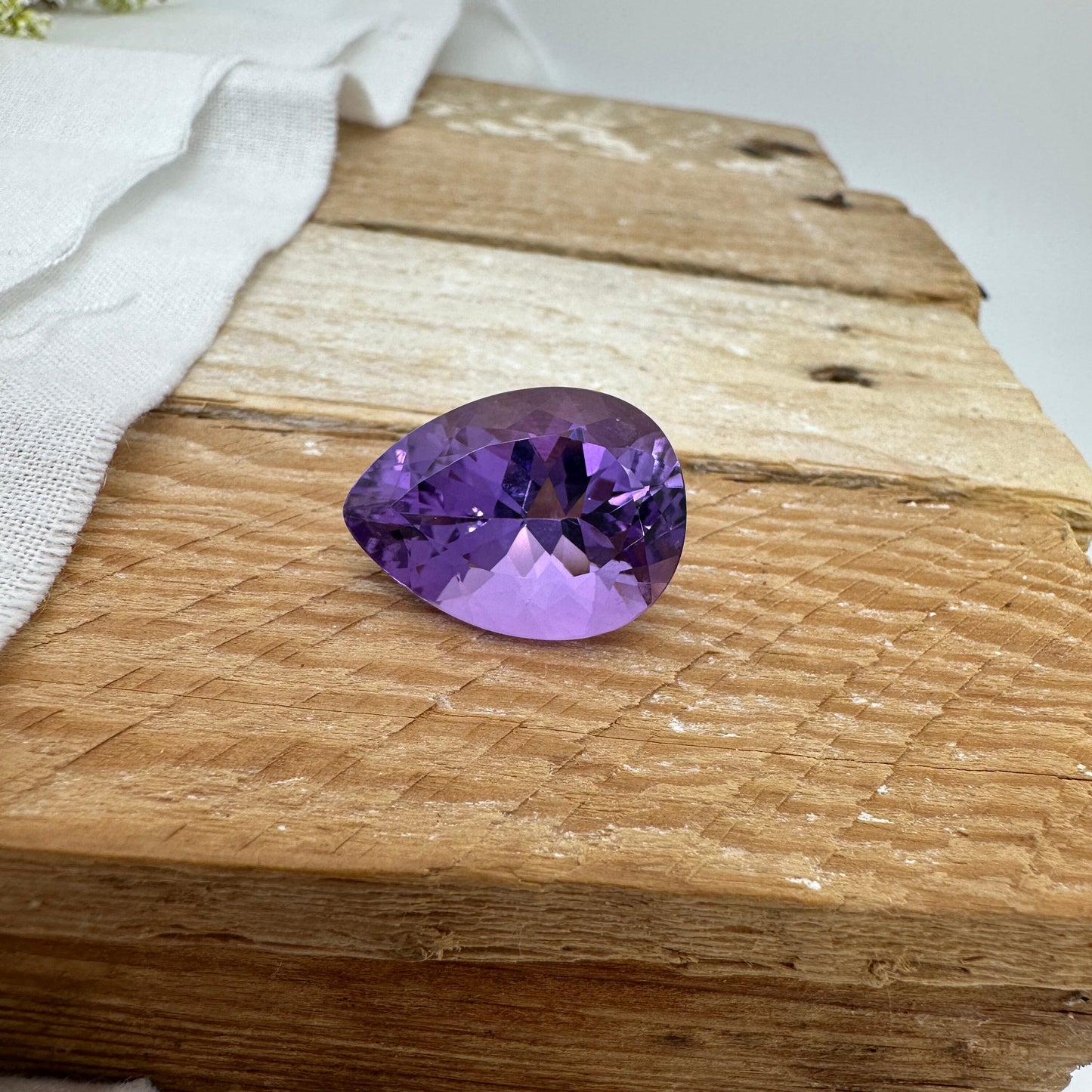 20x15mm Purple Amethyst 15 Carat Pear Cut, Faceted Loose