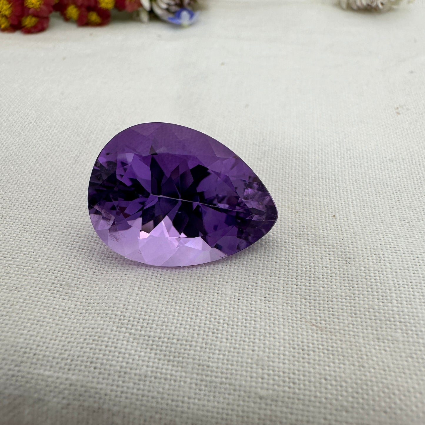 20x15mm Purple Amethyst 15 Carat Pear Cut, Faceted Loose