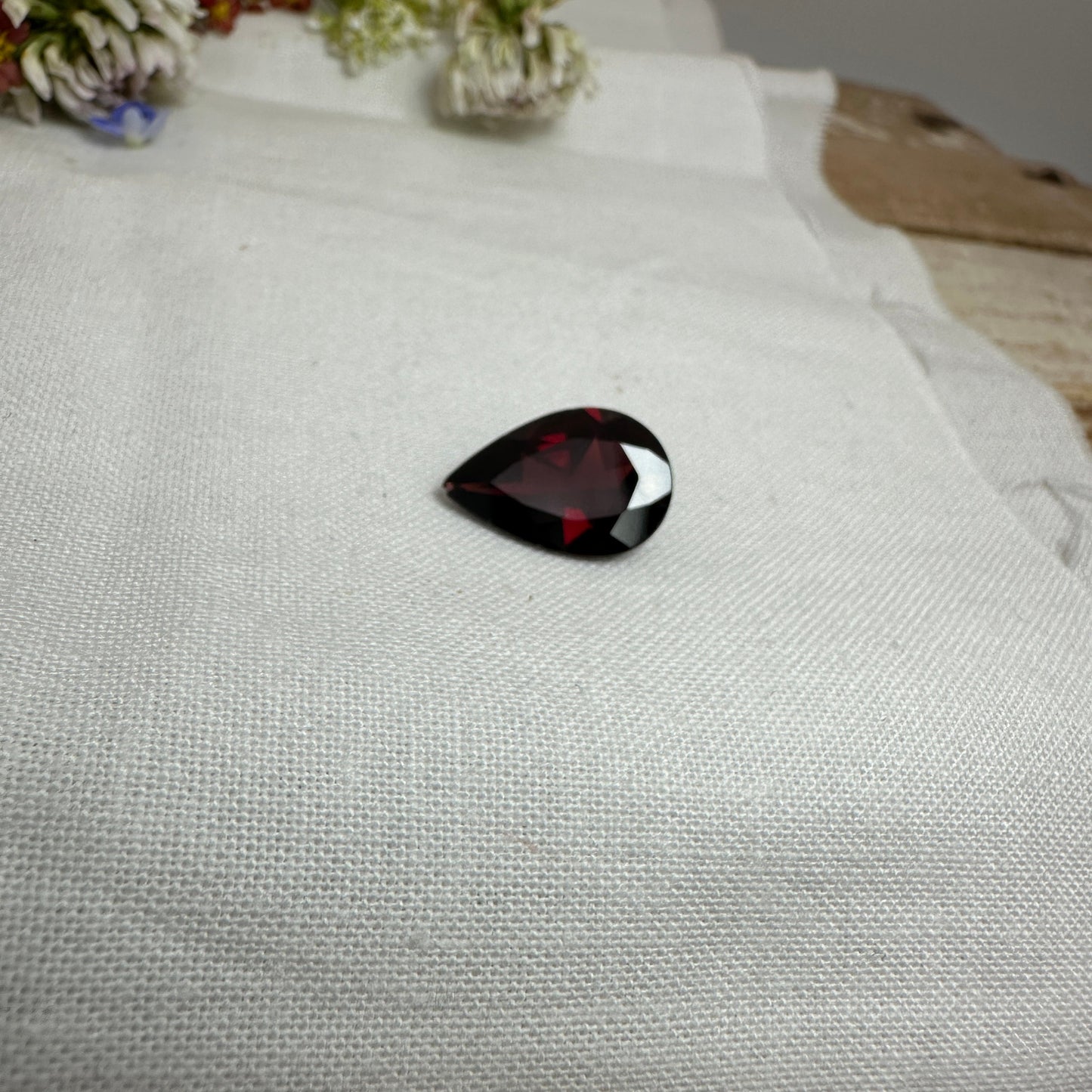 5 Carat Dark Red Garnet 14.75x10mm Pear Cut, Faceted Loose, CHIPPED Point