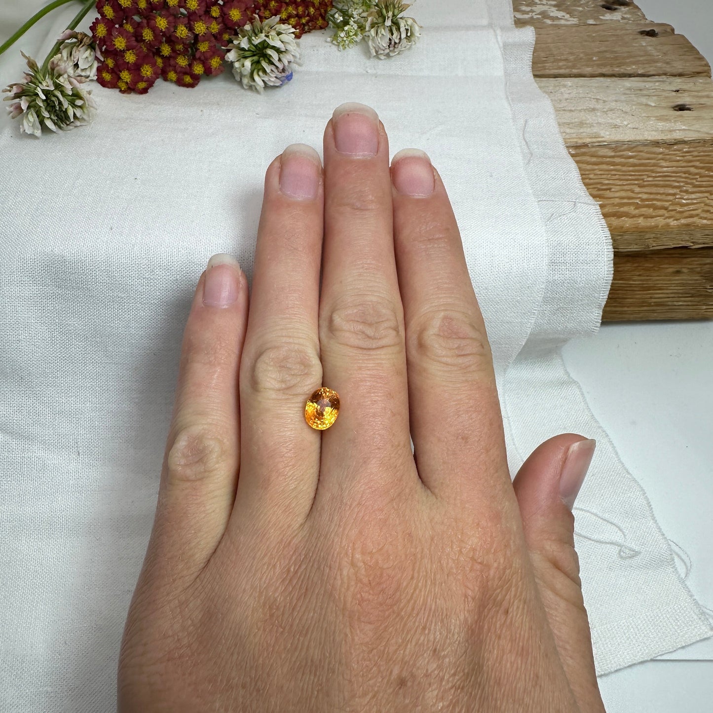 2 Carat Spessartite Garnet 8x6mm Oval Cut, Faceted Loose Orange Garnet