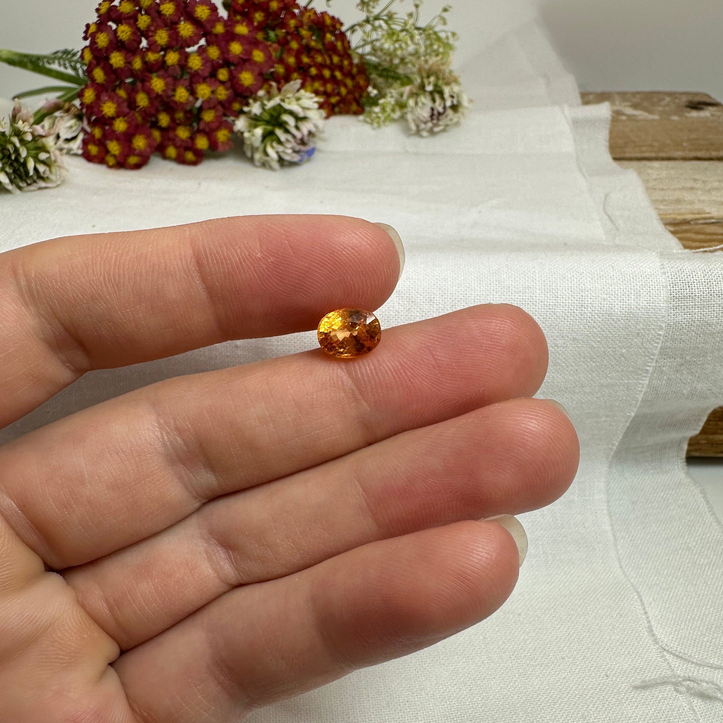 2 Carat Spessartite Garnet 8x6mm Oval Cut, Faceted Loose Orange Garnet