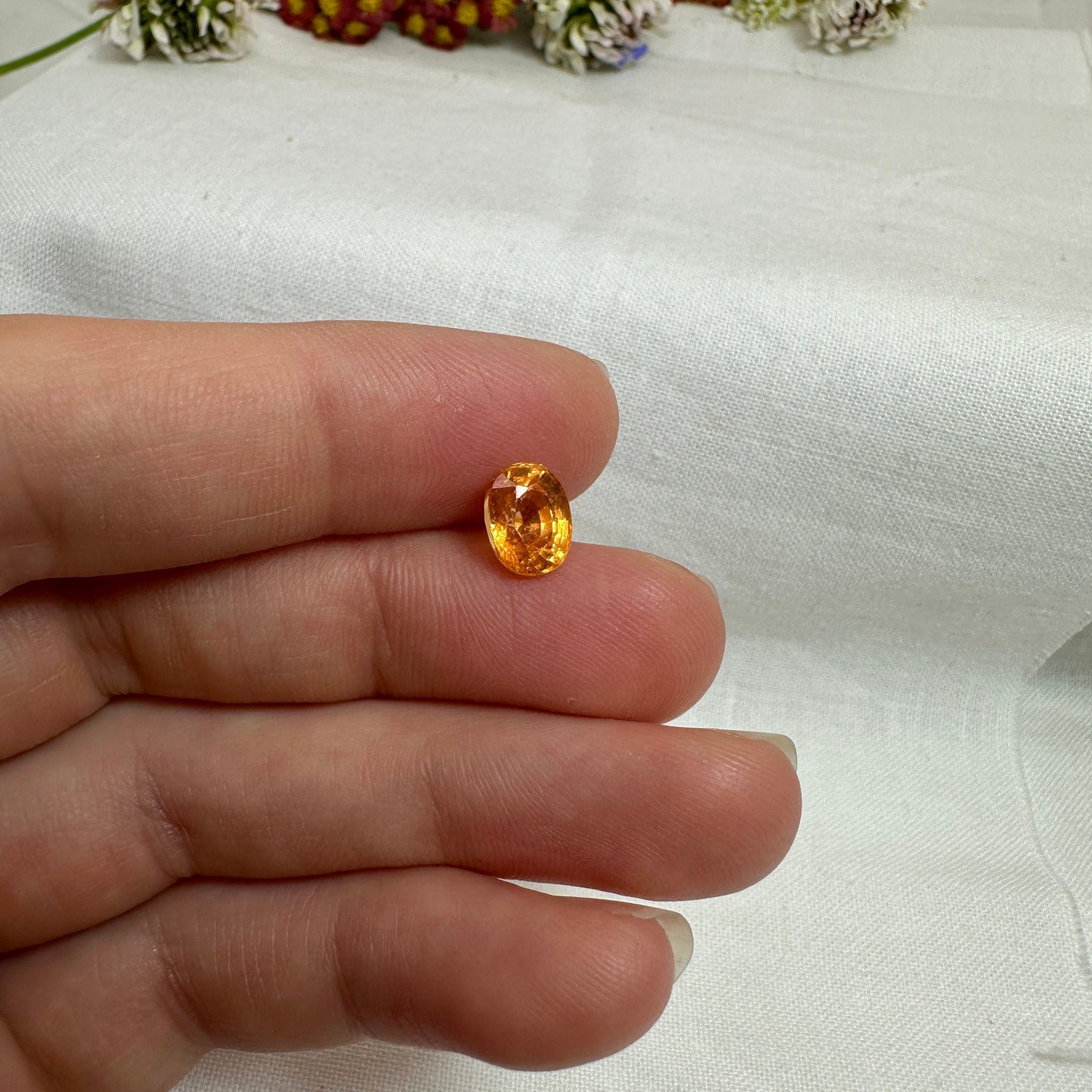 2 Carat Spessartite Garnet 8x6mm Oval Cut, Faceted Loose Orange Garnet