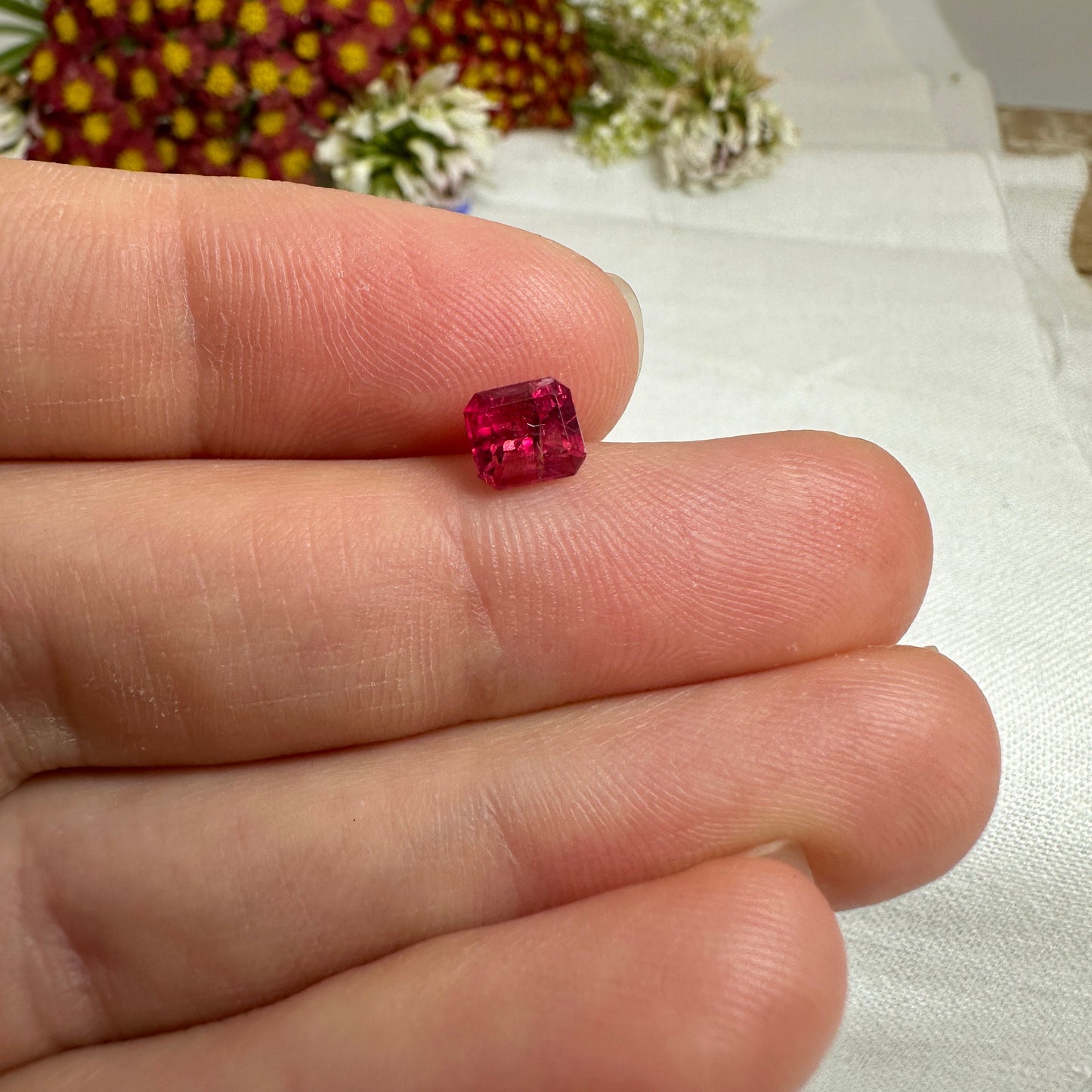 0.69 Carat Red Beryl 5.5x5mm Emerald Cut, Natural Utah Red Beryl, Bixbite