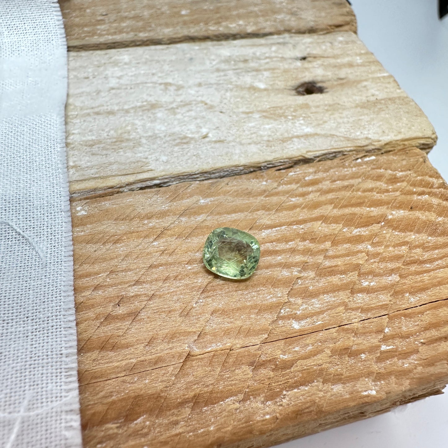 1.6 Carat Green Sapphire 7.35x6.4mm Cushion Cut, Unheated Faceted Loose Natural Sapphire, Madagascar