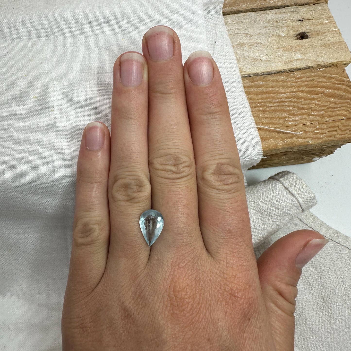 2.96 ct Natural Silky Aquamarine, 13.6x8.8mm, Light Blue Pear Cut Loose Faceted Gemstone, March Birthstone