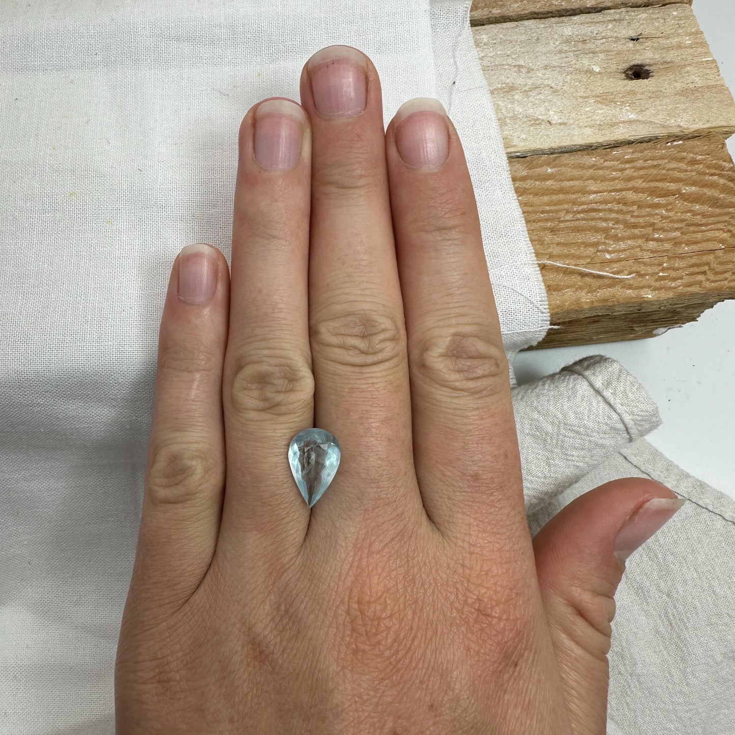 2.96 ct Natural Silky Aquamarine, 13.6x8.8mm, Light Blue Pear Cut Loose Faceted Gemstone, March Birthstone