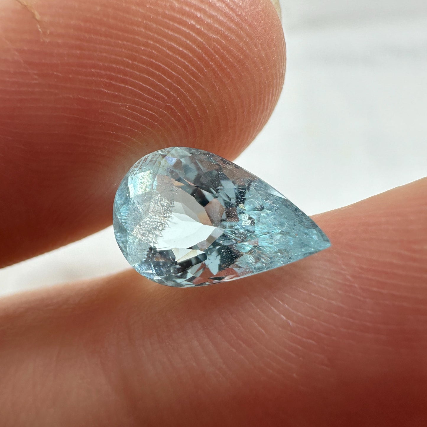 2.13 ct Natural Aquamarine, 11.3x7.2mm, Light Blue Pear Cut Loose Faceted Gemstone