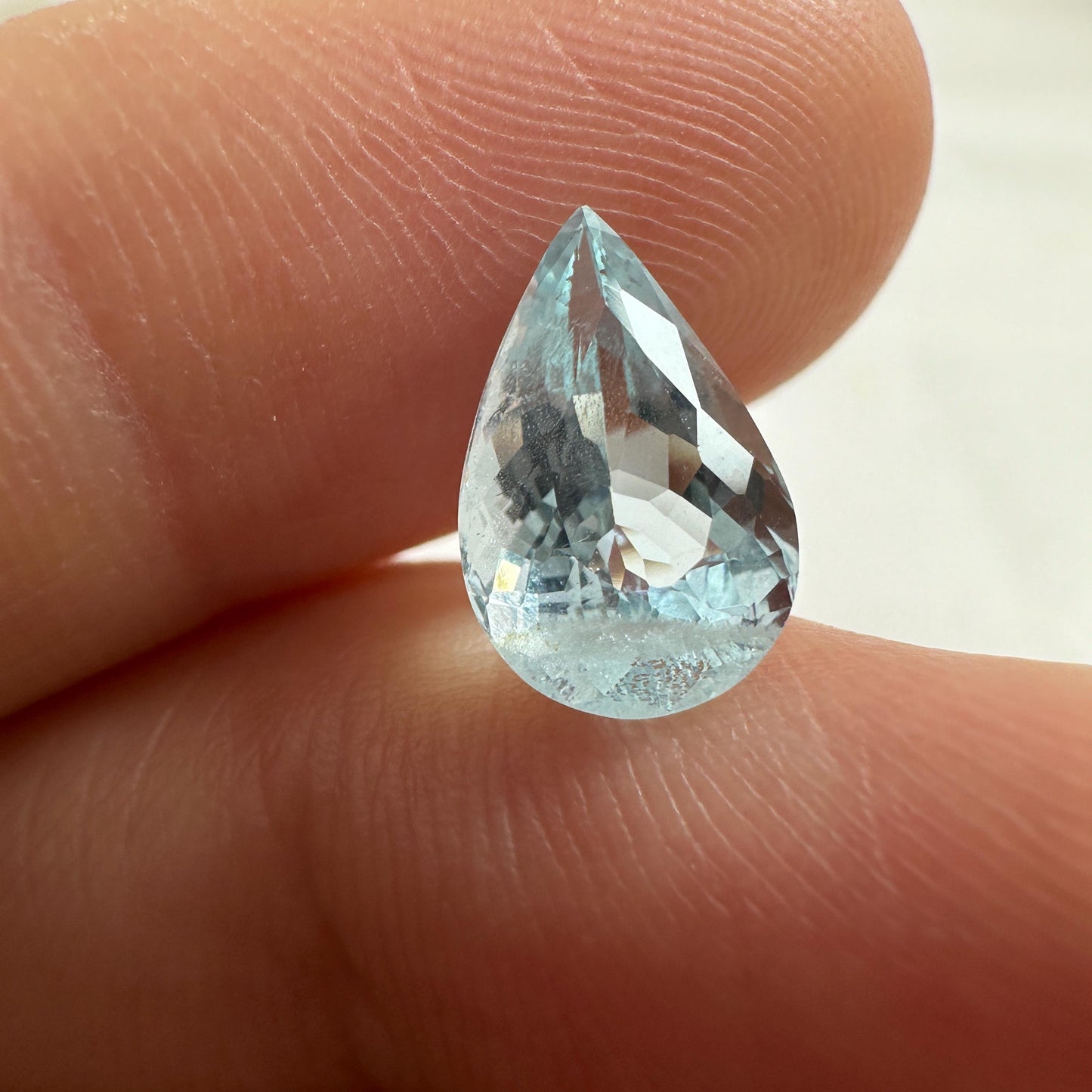 2.13 ct Natural Aquamarine, 11.3x7.2mm, Light Blue Pear Cut Loose Faceted Gemstone