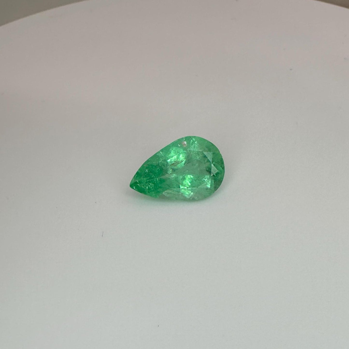 Columbian Emerald 3.79 Carats 14.1x9.35mm Pear Cut, Faceted Loose Natural