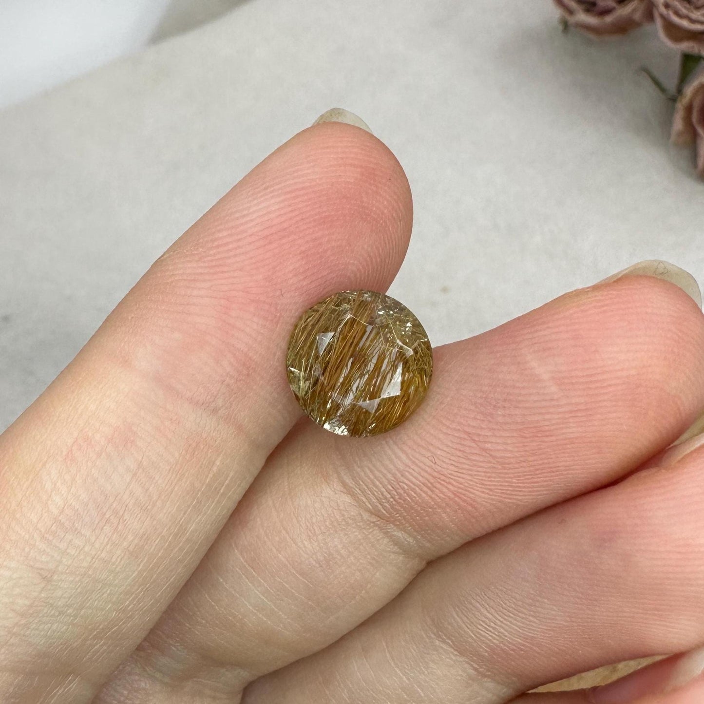 2.67 Carat Rutilated Quartz 10mm Round Cut, Faceted Loose