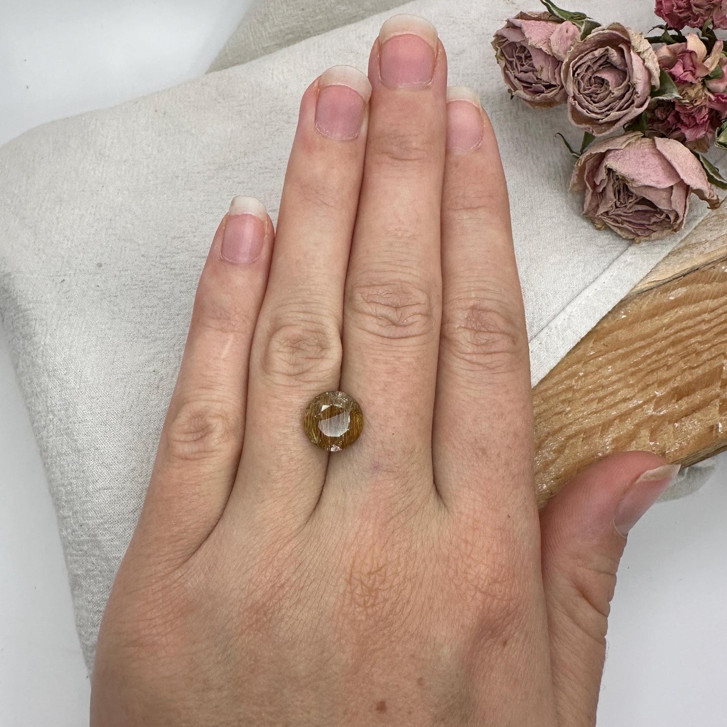 2.67 Carat Rutilated Quartz 10mm Round Cut, Faceted Loose