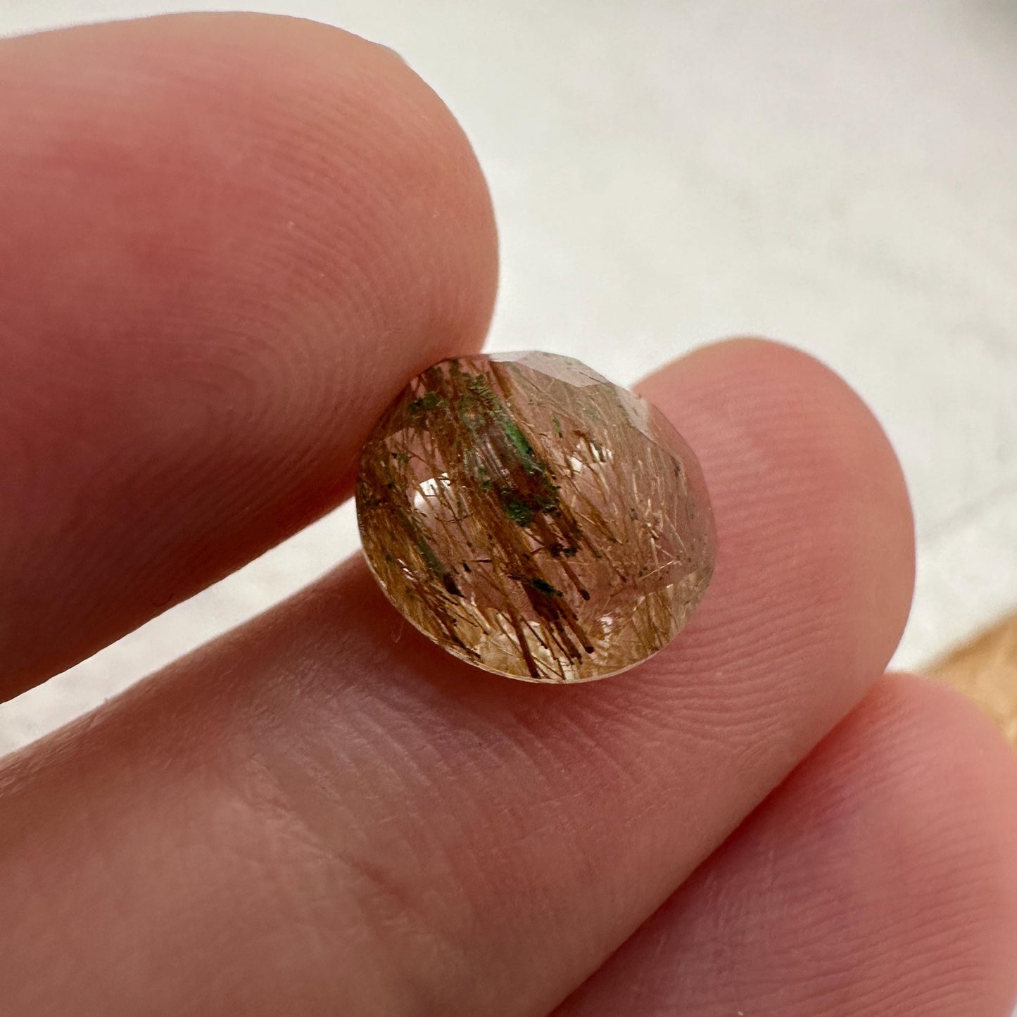 2.67 Carat Rutilated Quartz 10mm Round Cut, Faceted Loose