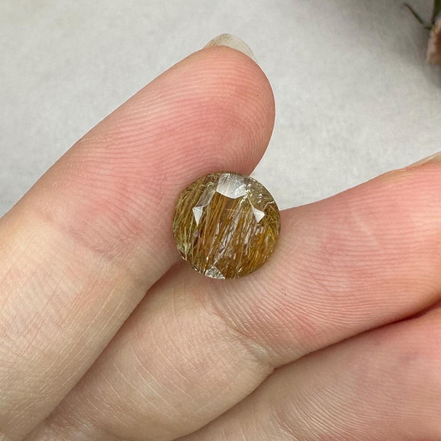 2.67 Carat Rutilated Quartz 10mm Round Cut, Faceted Loose