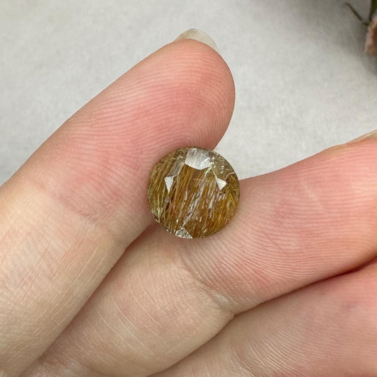 2.67 Carat Rutilated Quartz 10mm Round Cut, Faceted Loose