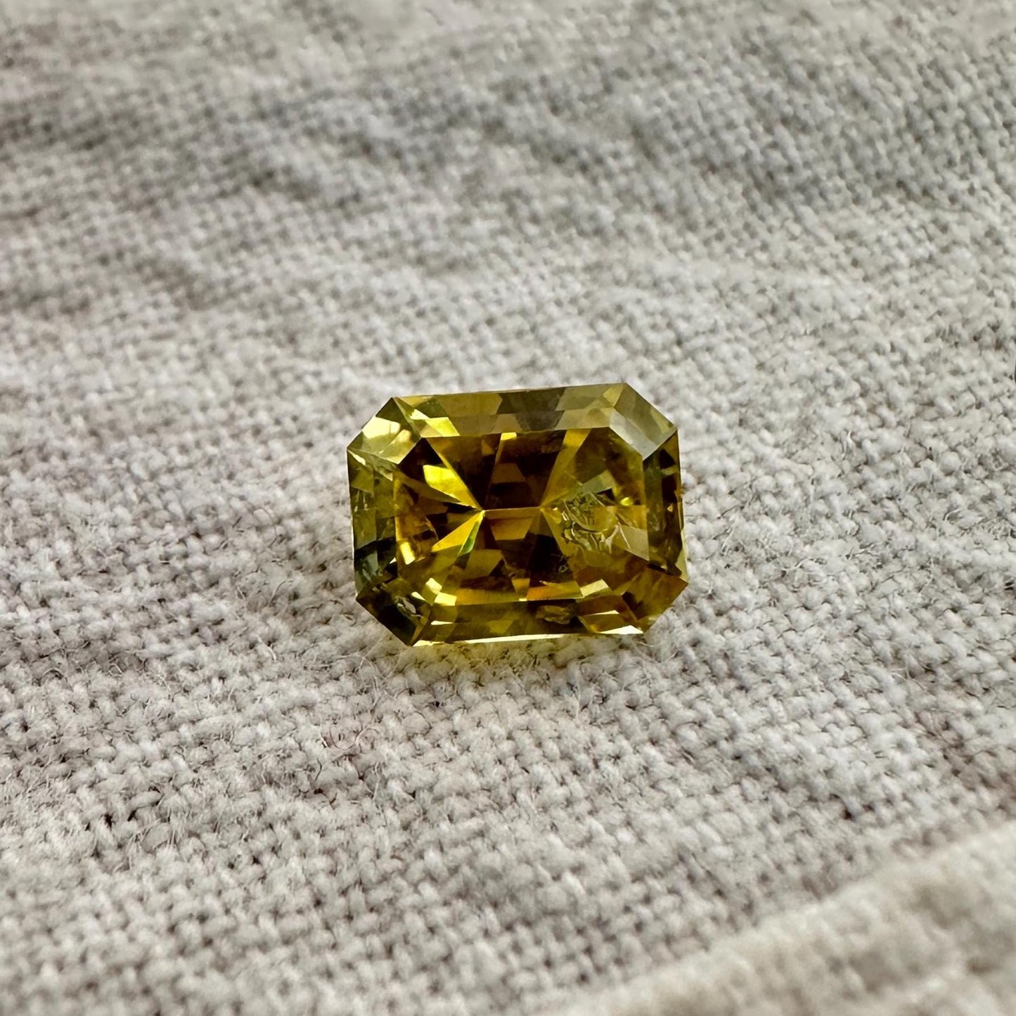 0.67 Carat Golden Yellow Montana Sapphire 5.7x4.3mm Radiant Cut, Faceted Loose Gemstone