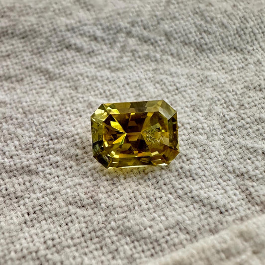 0.67 Carat Golden Yellow Montana Sapphire 5.7x4.3mm Radiant Cut, Faceted Loose Gemstone