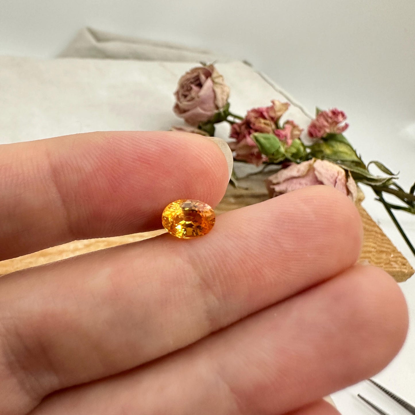 1.15 Carat Spessartite Garnet 6.9x5.1mm Oval Cut, Faceted Loose Orange Garnet