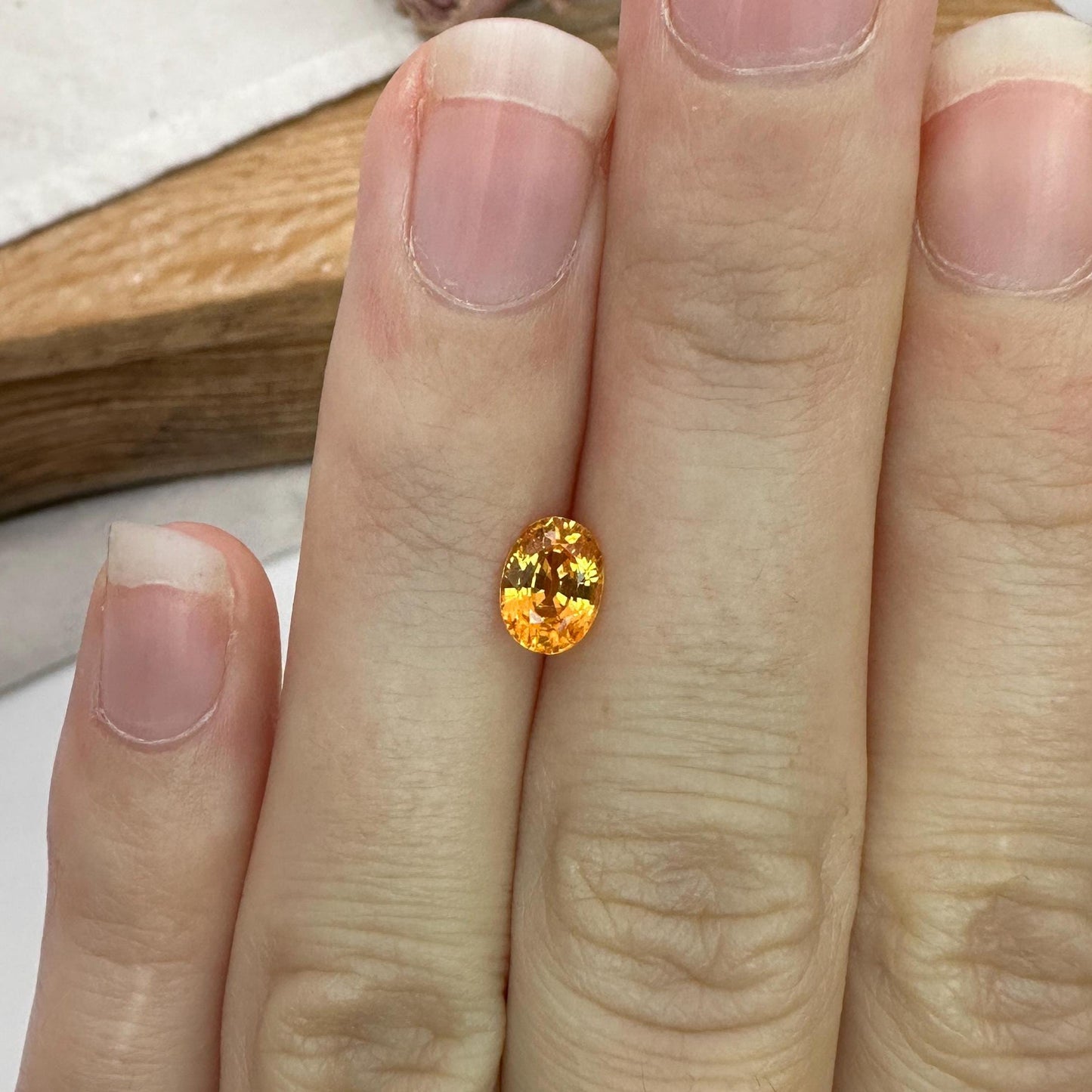 1.15 Carat Spessartite Garnet 6.9x5.1mm Oval Cut, Faceted Loose Orange Garnet