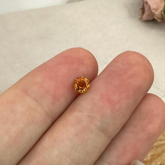 0.65 Carat Spessartite Garnet 4.5mm Round Cut, Faceted Loose Orange Garnet