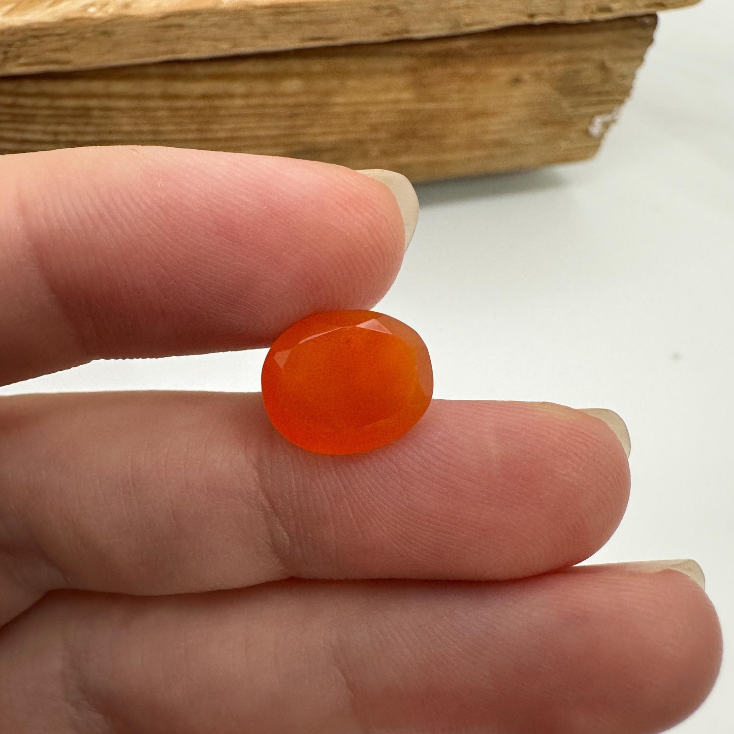 4 Carat Orange Fire Opal 12x10mm Oval Cut, Faceted Loose Opal