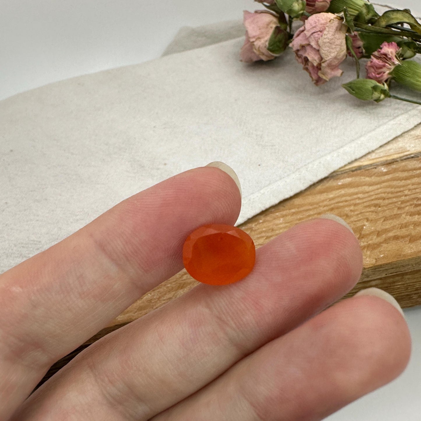4 Carat Orange Fire Opal 12x10mm Oval Cut, Faceted Loose Opal