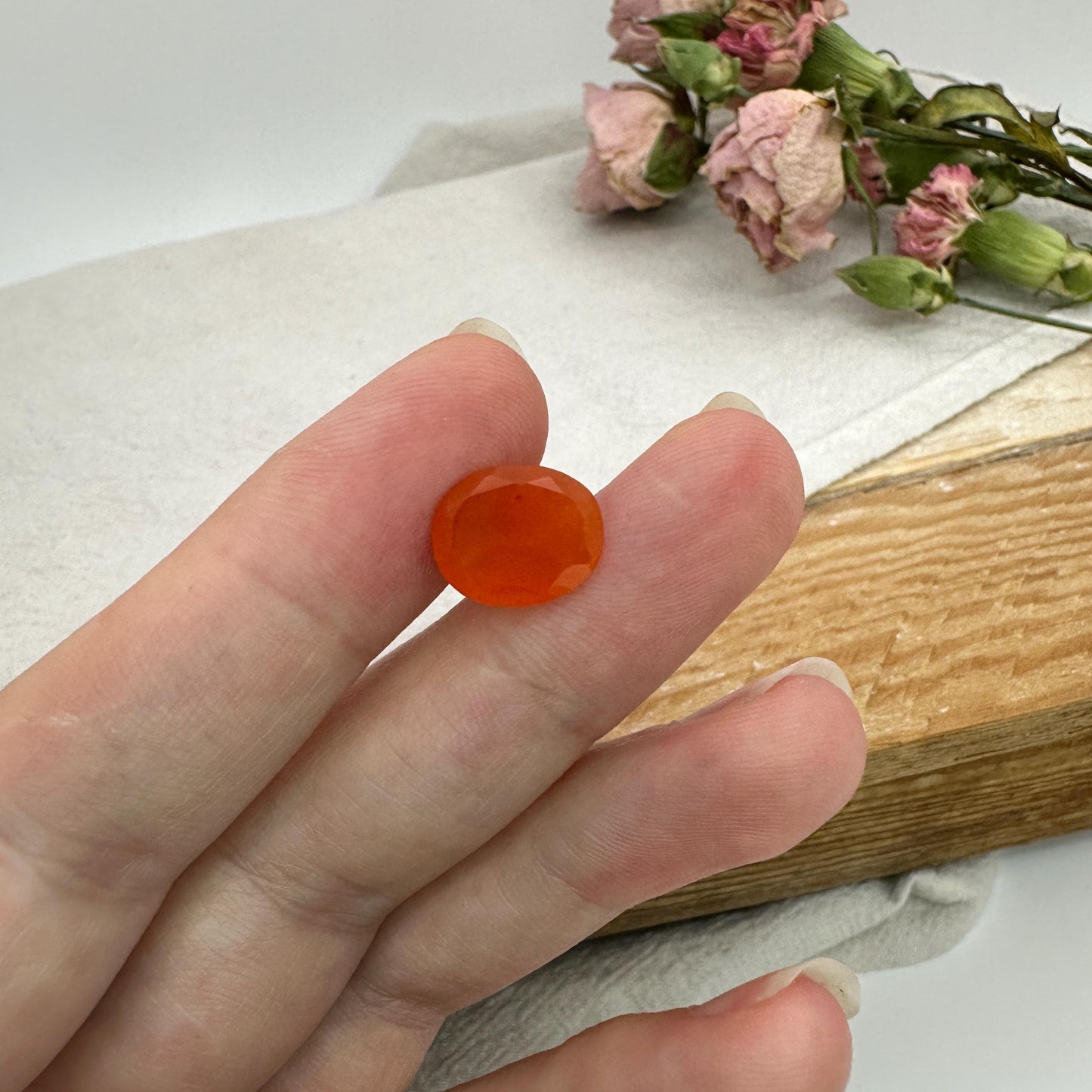 4 Carat Orange Fire Opal 12x10mm Oval Cut, Faceted Loose Opal