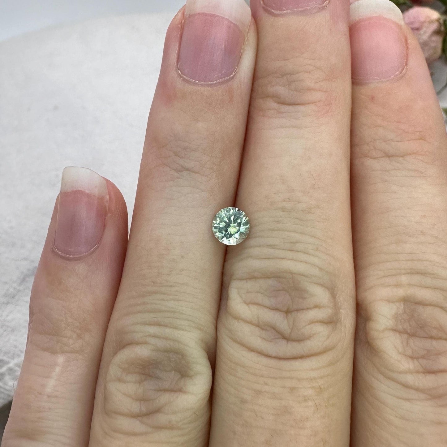 0.60 Carat Greenish Yellow Montana Sapphire 5mm Round Cut, Natural Unheated Faceted Loose