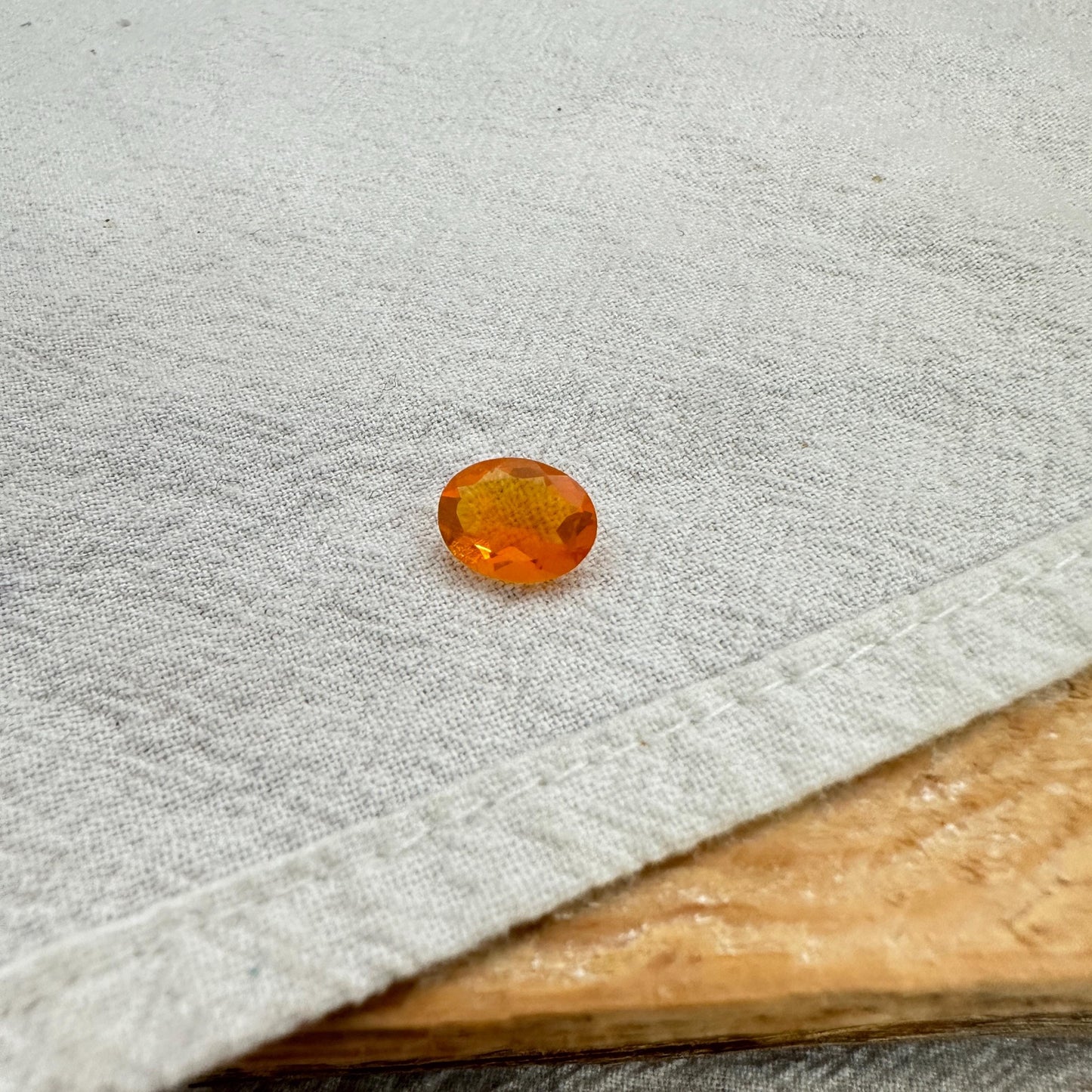 1 Carat Orange Fire Opal 9x7mm Oval Cut, Faceted Loose Opal