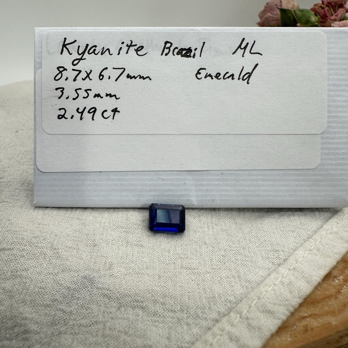 8.7x6.7mm Blue Kyanite 2.5 Carat Emerald Cut, Faceted Loose Gemstone