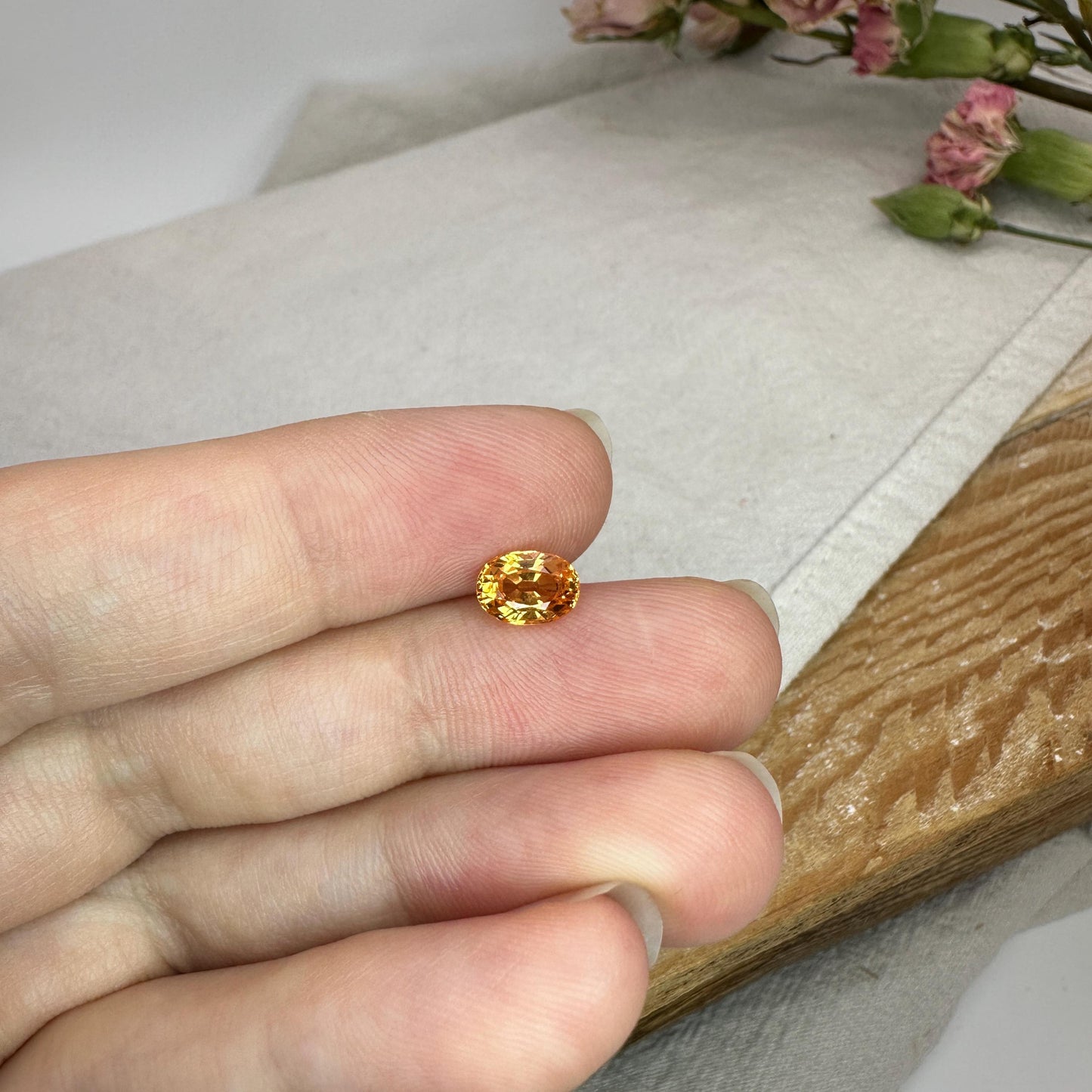 1.27 Carat Spessartite Garnet 7x5mm Oval Cut, Faceted Loose Orange Garnet