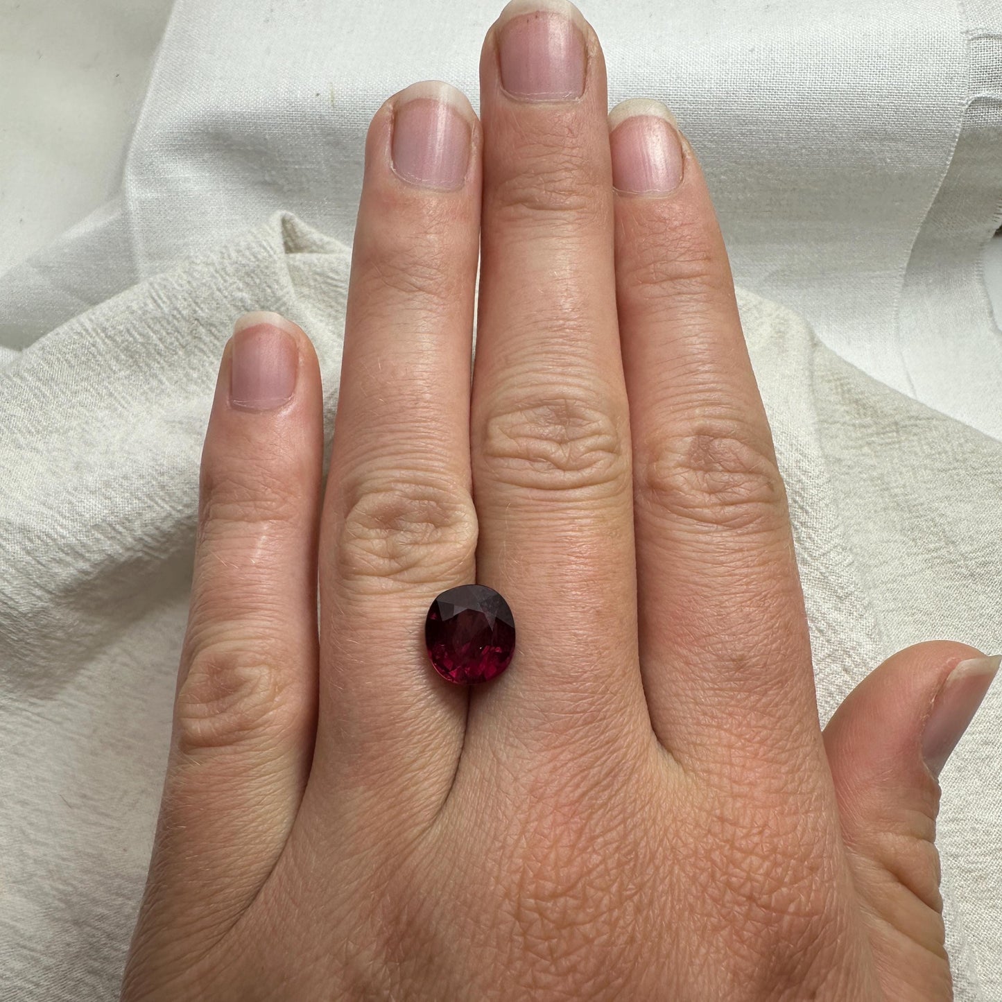 3.99 carat Natural Rhodolite Garnet, 9.7x8.9mm Purple Pink Garnet, Faceted Oval Cut Raspberry Garnet