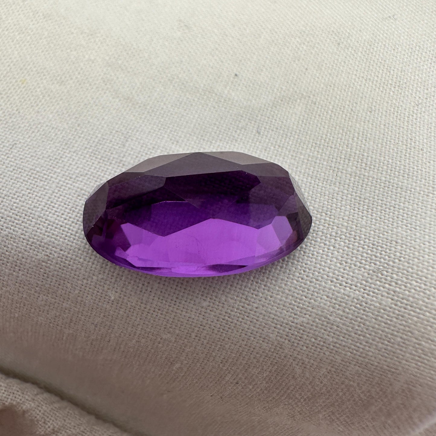 25 Carat Lab Created Purple Sapphire, 23x13.5mm Long Oval Cut Man-Made Lab Grown Corundum Faceted