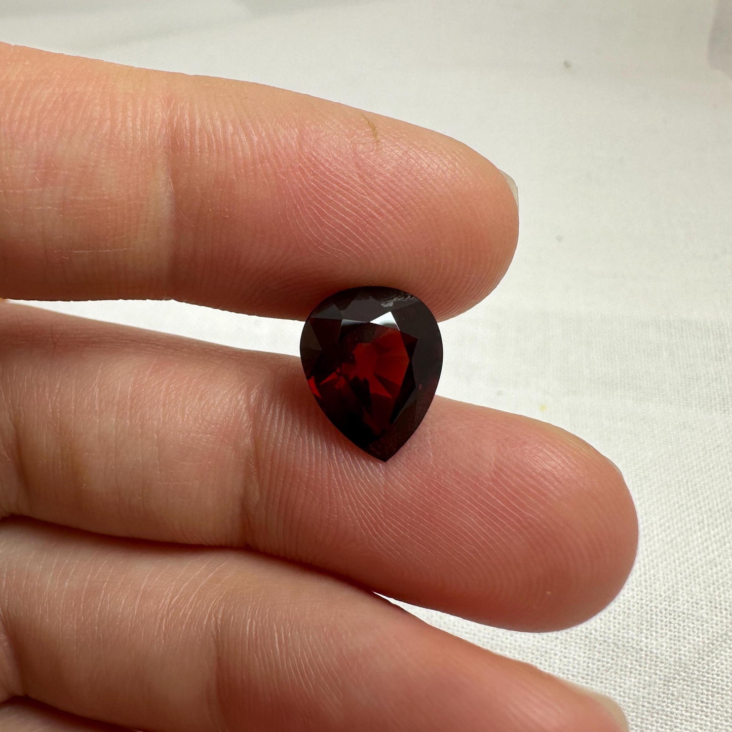 4.41 Ct Red Garnet, 11.5x9.5mm Pear cut, Natural Deep Red Garnet
